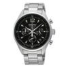 Business Casual Sports Quartz Black Dial Silver Strap Watch