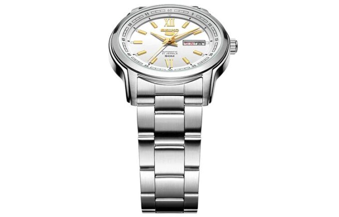 No. 5 Sports Steel strip waterproof Business Mechanical Watch White