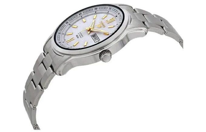 No. 5 Sports Steel strip waterproof Business Mechanical Watch White