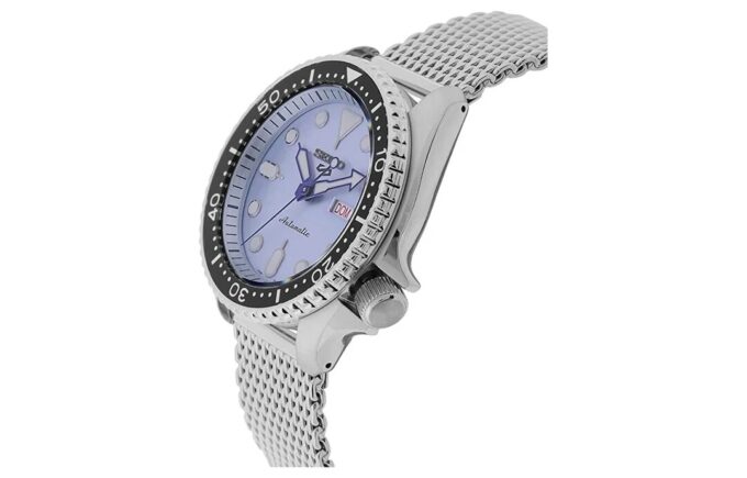 No. 5 Steel strip waterproof Automatic Mechanical Watch Blue Silver