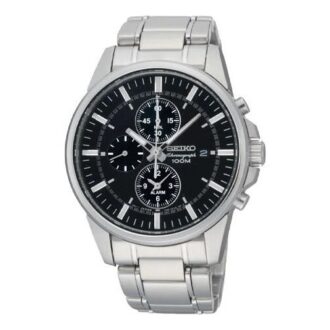 Quartz Business Casual Sports Black Dial Silver Strap Watch