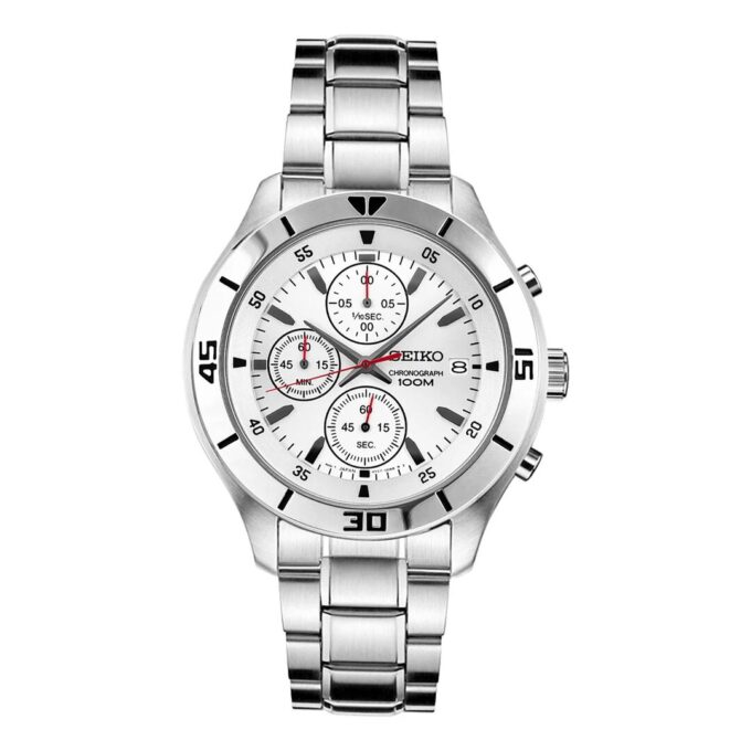 Three Eyes 100 Meter Waterproof Business Casual Fashion White Dial Steel Strip Quartz Watch