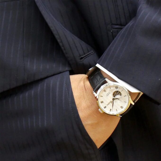 Watch PRESAGE Series Japan White Dial Belt Business 4R Movement Automatic / Mechanical Watch